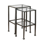 Leilani 2-piece Glass Top Nesting Tables Black - Sims Furniture