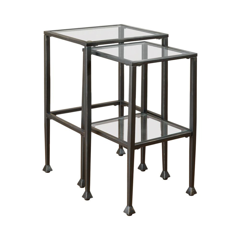 Leilani 2-piece Glass Top Nesting Tables Black - Sims Furniture