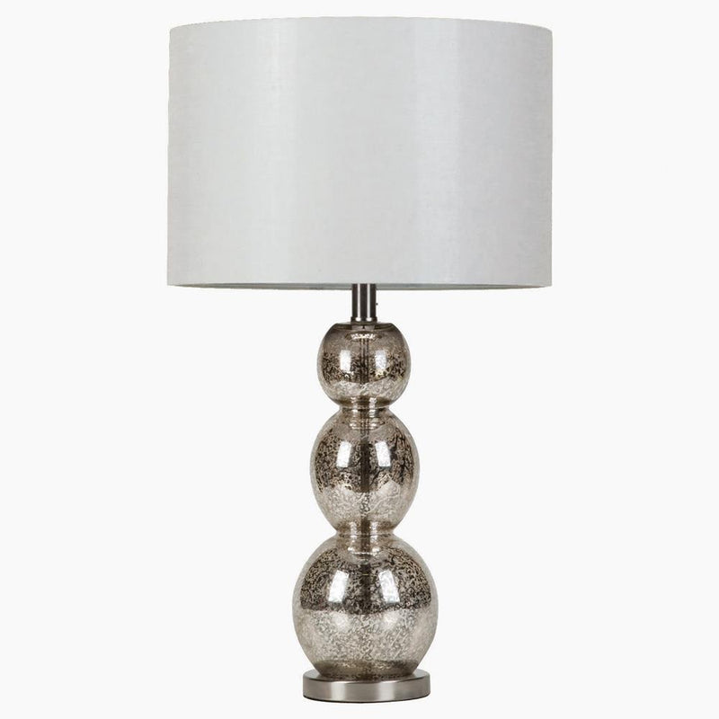 Mineta Drum Shade Table Lamp White and Antique Silver - Sims Furniture