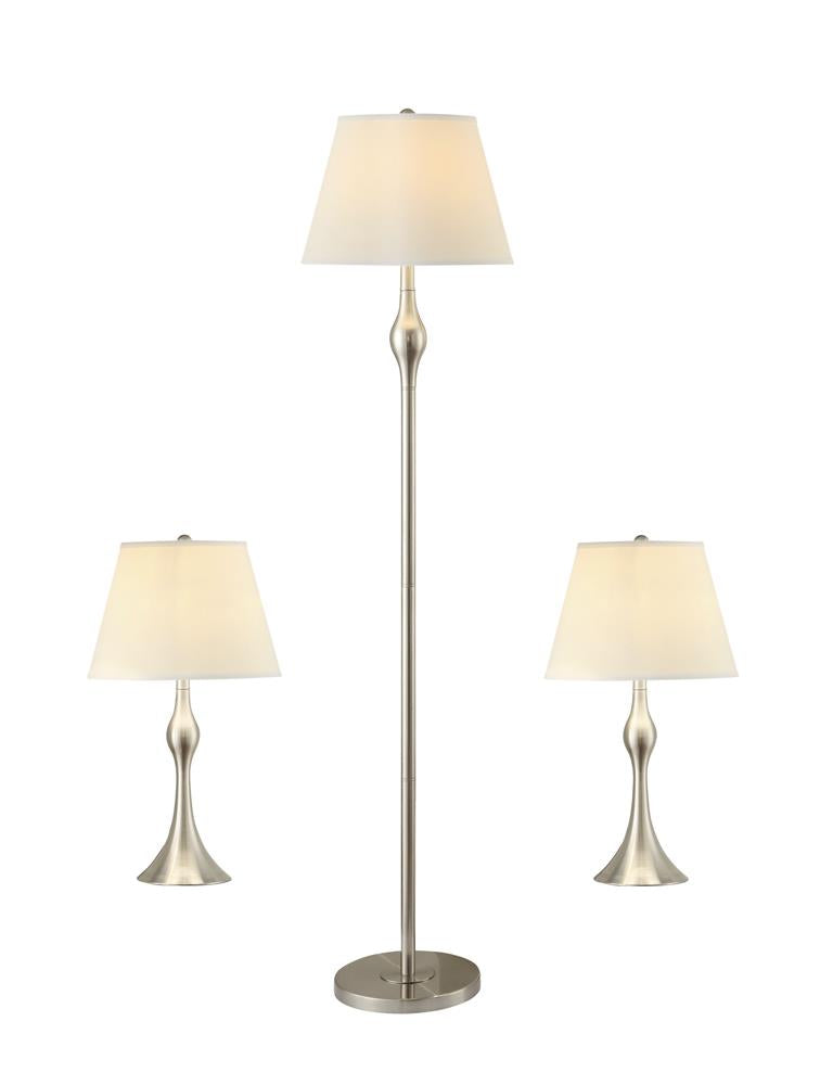 Griffin 3-piece Slender Lamp Set Brushed Nickel - Sims Furniture