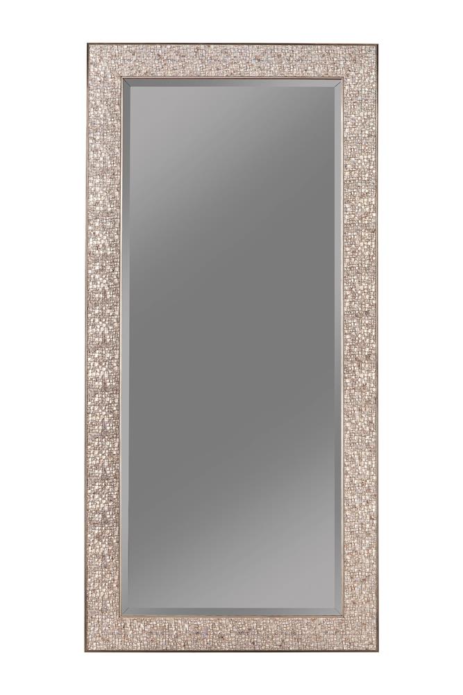 Rollins Rectangular Floor Mirror Silver Sparkle - Sims Furniture