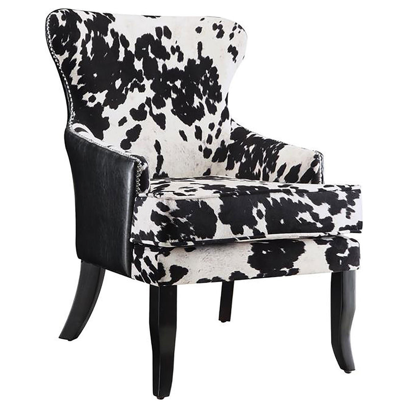 Trea Cowhide Print Accent Chair Black and White - Sims Furniture