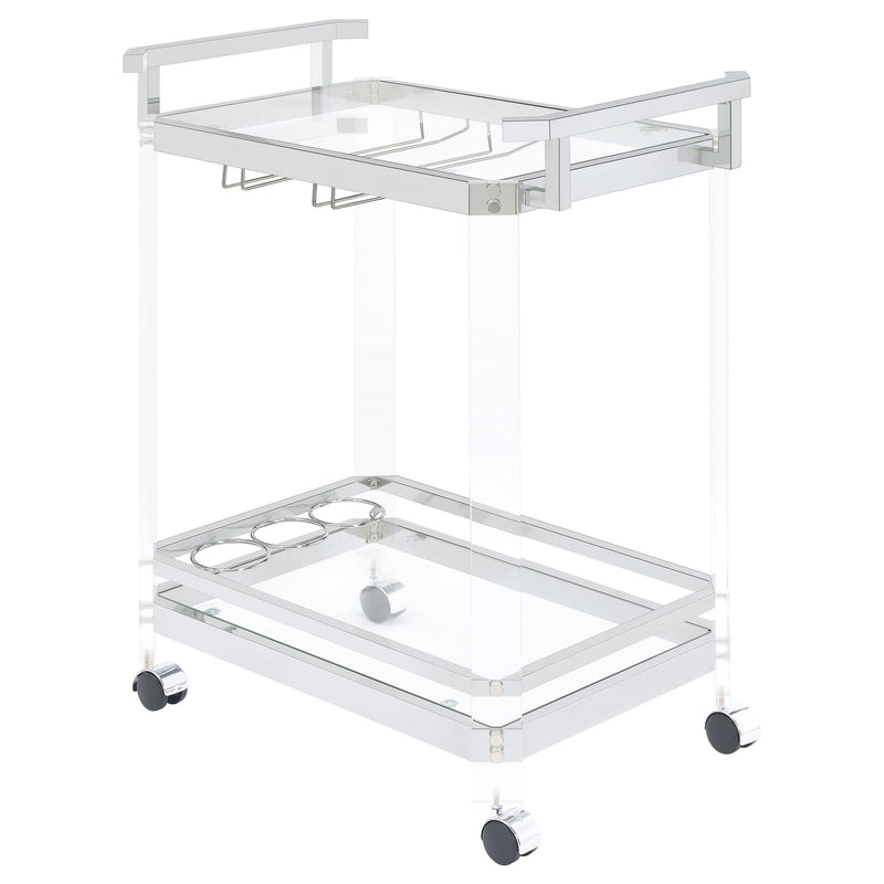 Jefferson 2-tier Glass Serving Cart Clear - Sims Furniture