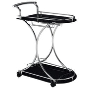Elfman 2-shelve Serving Cart Chrome and Black - Sims Furniture