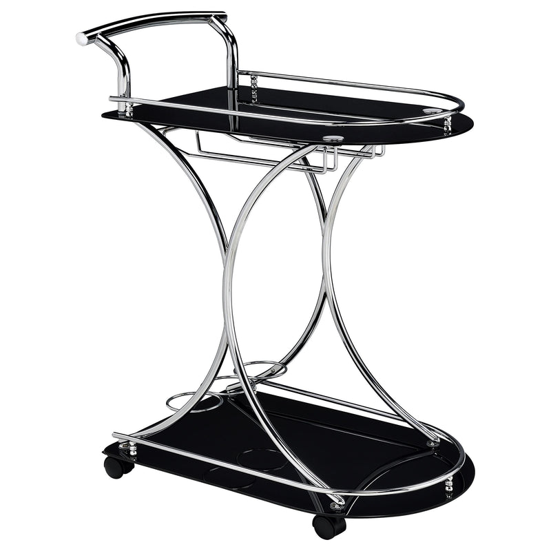 Elfman 2-shelve Serving Cart Chrome and Black - Sims Furniture