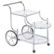 Sarandon 3-tier Serving Cart Chrome and Clear - Sims Furniture
