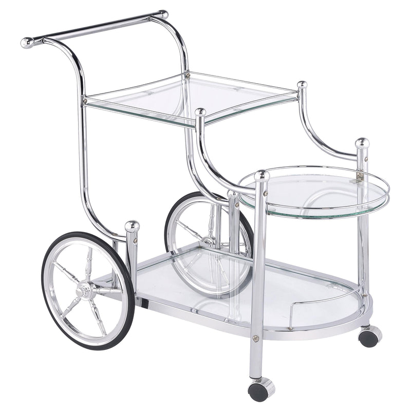Sarandon 3-tier Serving Cart Chrome and Clear - Sims Furniture