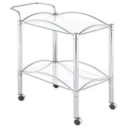 Shadix 2-tier Serving Cart with Glass Top Chrome and Clear - Sims Furniture