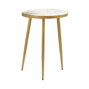 Acheson Round Accent Table White and Gold - Sims Furniture