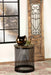 Aurora Round Accent Table with Drum Base Natural and Black image