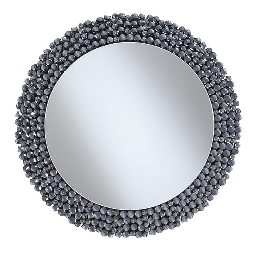 Claudette Round Wall Mirror with Textural Frame Grey image