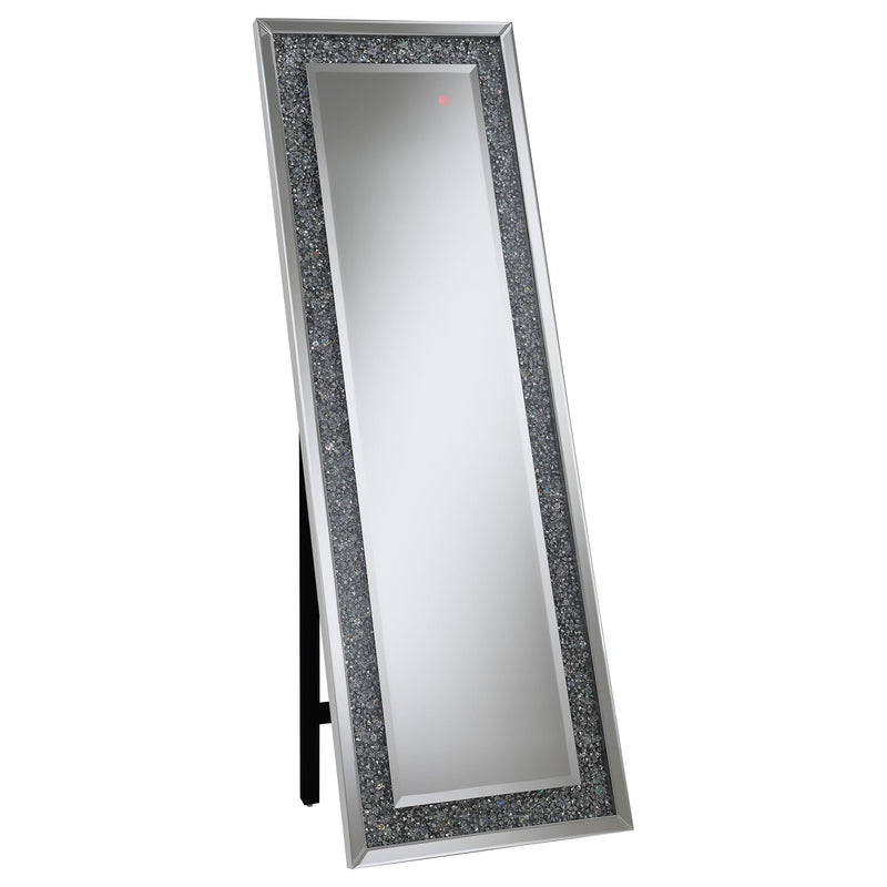 Carisi Rectangular Standing Mirror with LED Lighting Silver - Sims Furniture