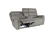 Kamari Console Loveseat W/ Dual Recliners-Gray