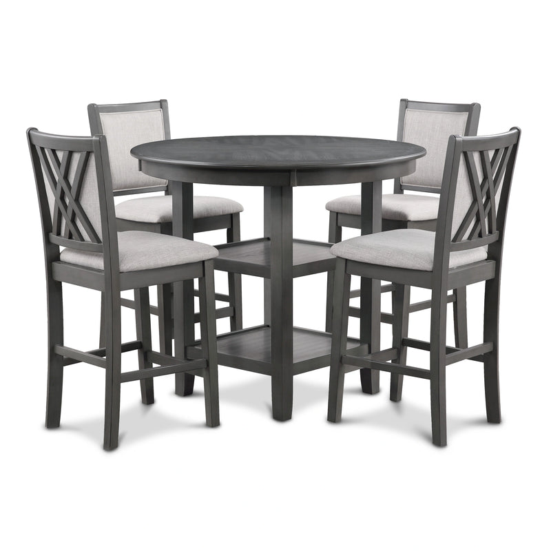 Amy 5 Pc 42" Round Counter Dining Set-Gray