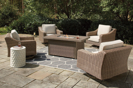 Beachcroft Beachcroft Fire Pit Table with Four Nuvella Swivel Lounge Chairs - Sims Furniture
