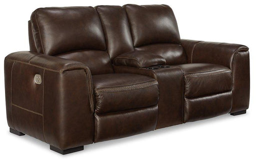 Alessandro Power Reclining Loveseat with Console - Sims Furniture