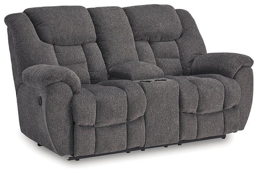 Foreside Reclining Loveseat with Console - Sims Furniture