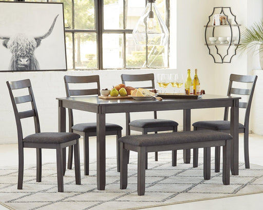Bridson Dining Table and Chairs with Bench (Set of 6) - Sims Furniture
