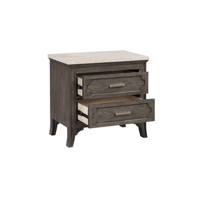 Lisbon Marble Top Nightstand-Gray