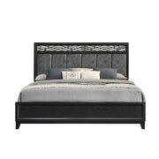 Obsidian 5/0 Q Headboard, Footboard & Slats-Black