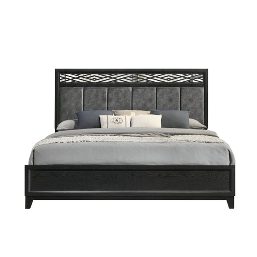 Obsidian 5/0 Q Headboard, Footboard & Slats-Black