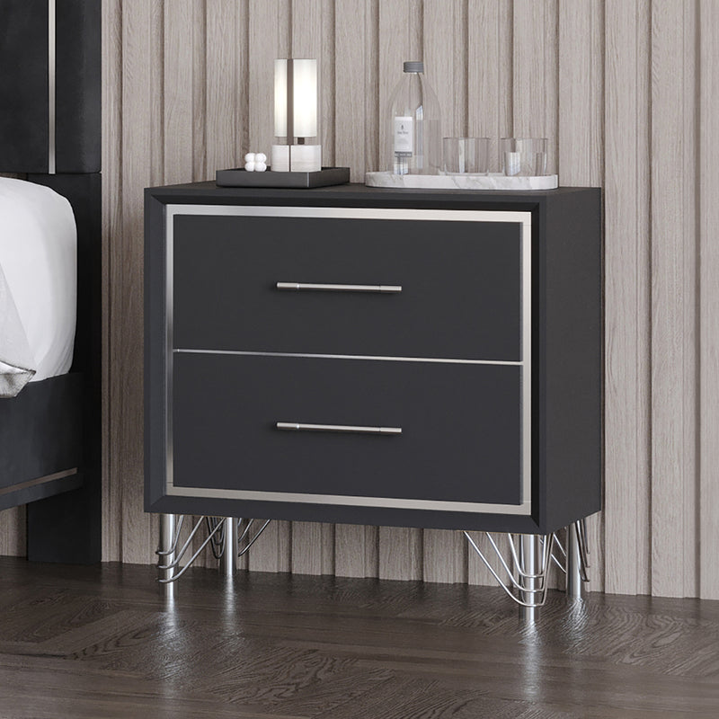 Ava 2 Drawer Nightstand-Ebony