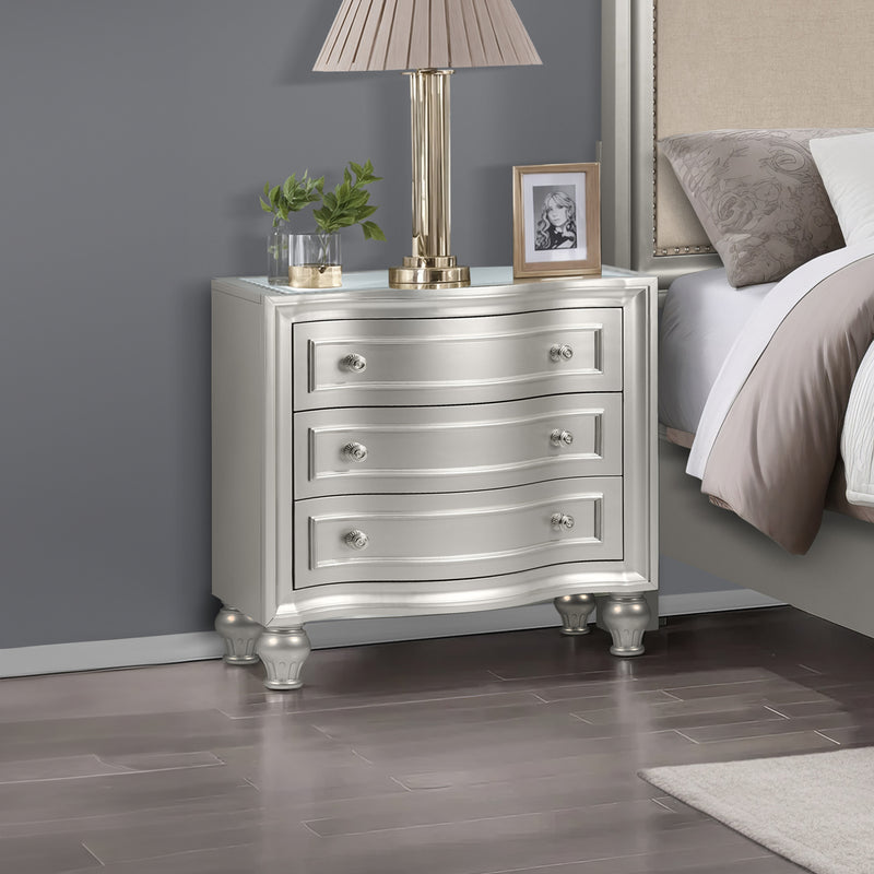 Reflections Nightstand W/Mirrored Top-Silver