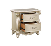 Monique Nightstand W/Marble Top-Champagne