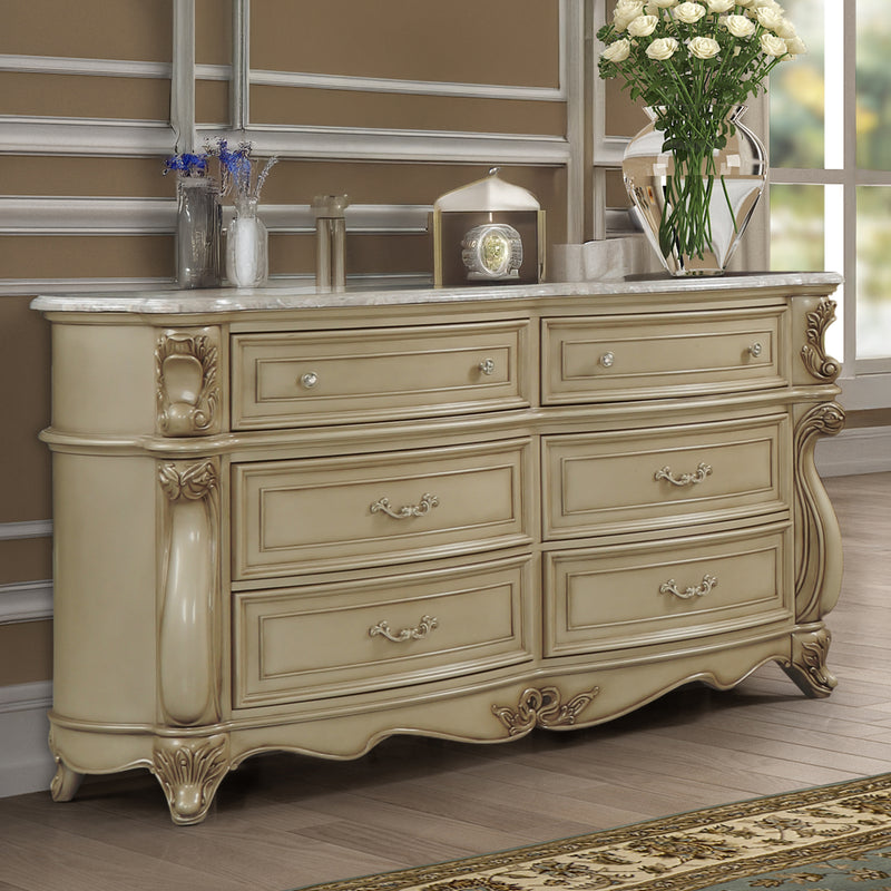 Monique Dresser W/Marble Top-Champagne Monique Dresser W/Marble Top-Champagne