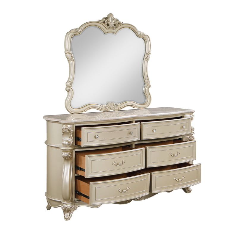 Monique Dresser W/Marble Top-Champagne — Sims Furniture Monique Dresser W/Marble Top-Champagne — Sims Furniture