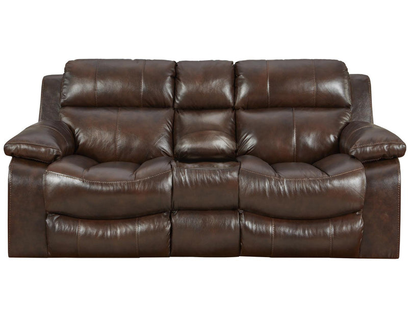 Catnapper Furniture Positano Reclining Console Loveseat w/ Storage & Cupholders in Cocoa