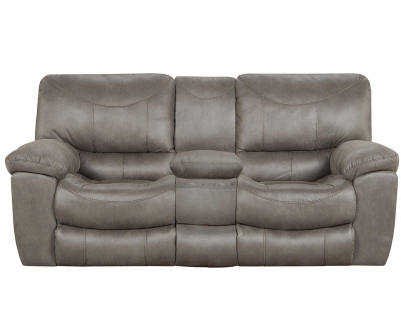 Catnapper Furniture Trent Power Reclining Console Loveseat w/ Storage & Cupholders in Charcoal