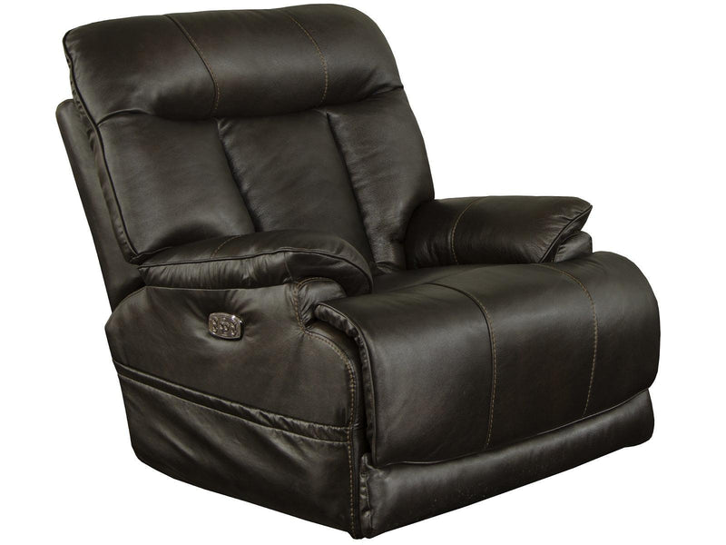 Catnapper Furnture Naple Power Headrest Power Lay Flat Recliner with Extended Ottoman in Chocolate