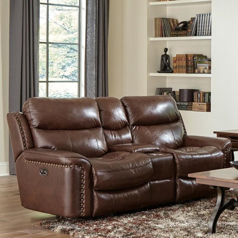 Catnapper Ceretti Power Reclining Console Loveseat in Brown