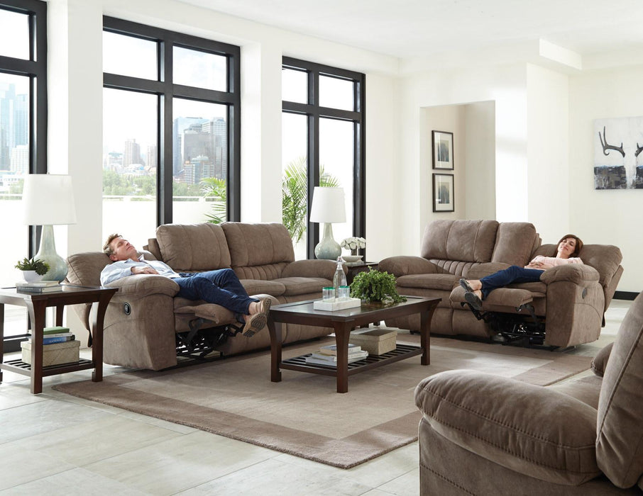 Catnapper Reyes Lay Flat Reclining Console Loveseat w/Storage & Cupholders in Portabella 2409