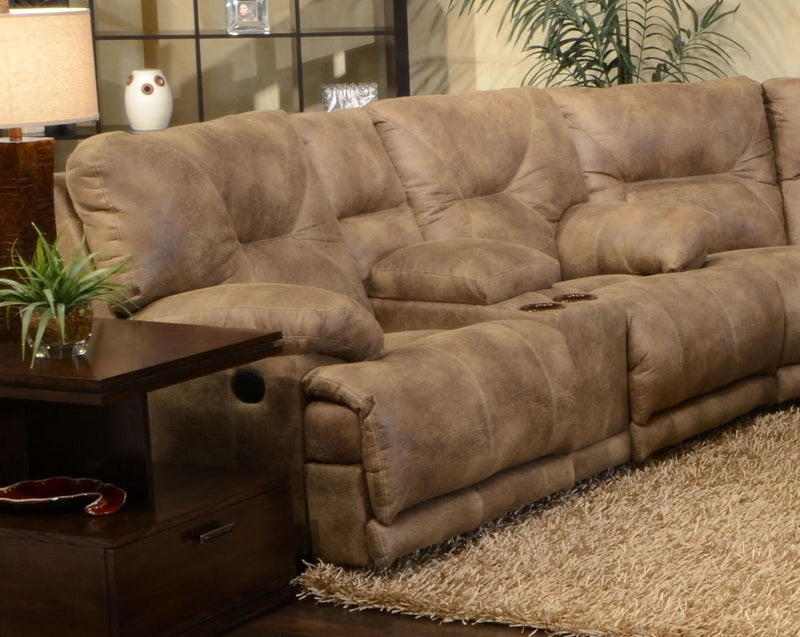 Catnapper Voyager Lay Flat Reclining Console Loveseat in Brandy Off