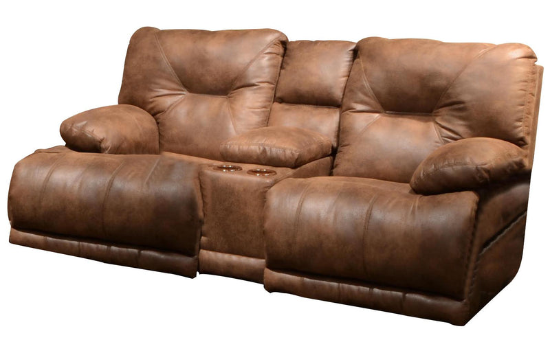 Catnapper Voyager Power Lay Flat Reclining Console Loveseat in Elk