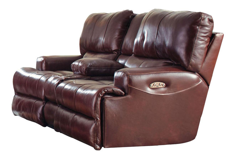 Catnapper Wembley Lay Flat Reclining Console Loveseat in Walnut