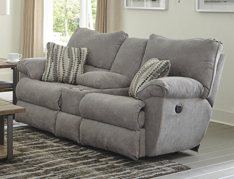 Catnapper Furnture Sadler Lay Flat Reclining Console Loveseat in Mica