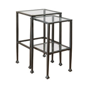 Leilani 2-piece Glass Top Nesting Tables Black - Sims Furniture