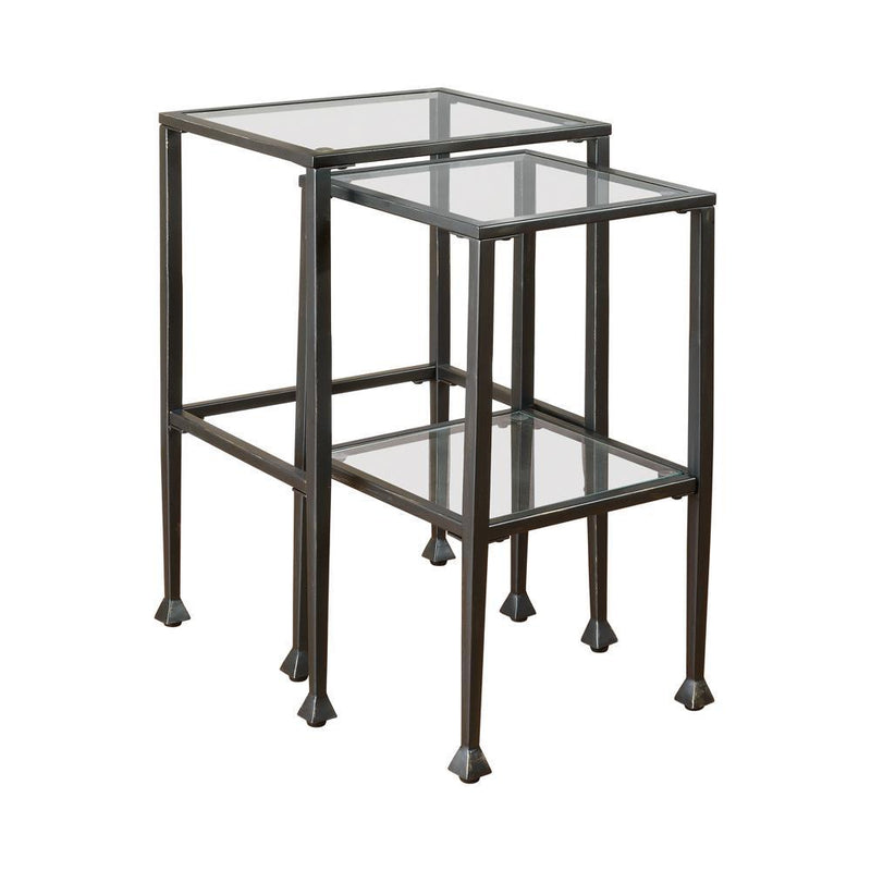 Leilani 2-piece Glass Top Nesting Tables Black - Sims Furniture