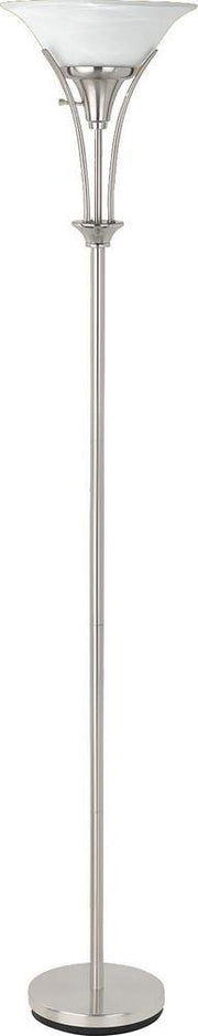 Archie Floor Lamp with Frosted Ribbed Shade Brushed Steel - Sims Furniture
