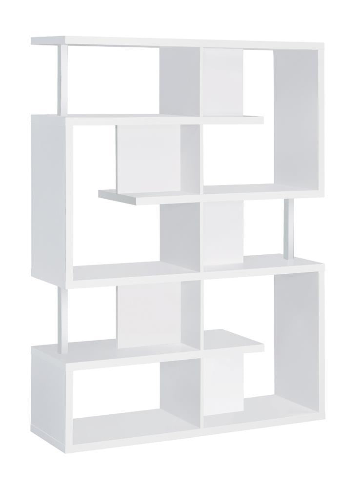 Hoover 5-tier Bookcase White and Chrome - Sims Furniture