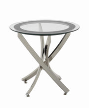 Brooke Glass Top End Table Chrome and Black - Sims Furniture