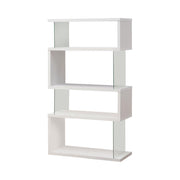 Emelle 4-tier Bookcase White and Clear - Sims Furniture