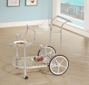 Sarandon 3-tier Serving Cart Chrome and Clear - Sims Furniture