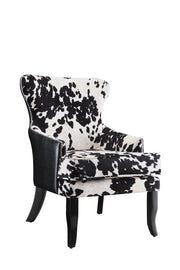 Trea Cowhide Print Accent Chair Black and White - Sims Furniture