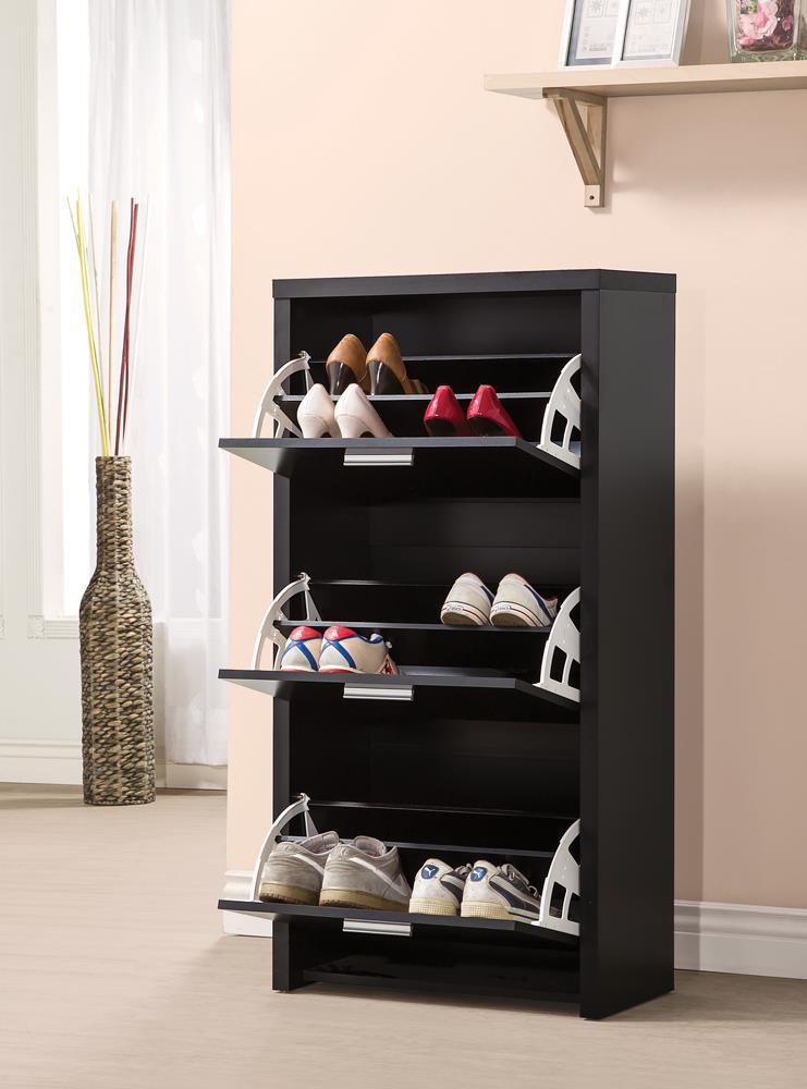 Vivian 3-drawer Shoe Cabinet Black - Sims Furniture