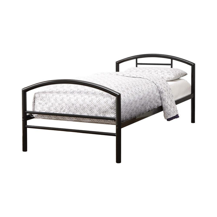 Baines Twin Metal Bed with Arched Headboard Black