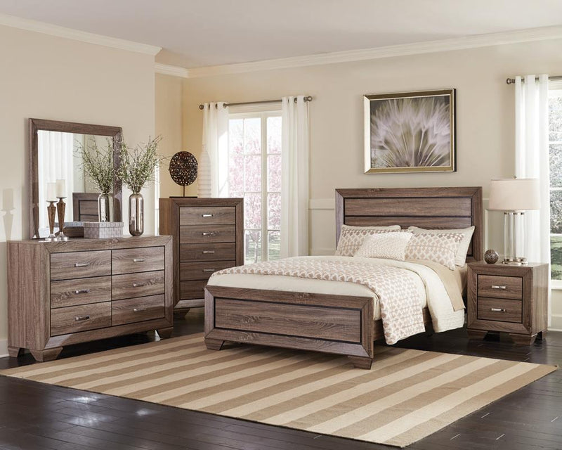 Kauffman California King, E.king, & Queen Panel Bed Washed Taupe - Sims Furniture